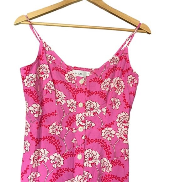 A.L.C.Marissa Pink Floral Print Midi Dress Women Size 0 - Picture 4 of 13